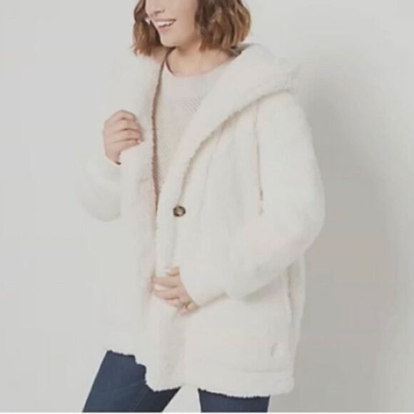 Cuddl Duds Double Faced Cozy Sherpa Hooded Wrap Coatigan - Picture 1 of 5